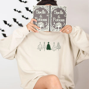 Christmas Tree Sweatshirt, Pine Tree Crewneck Embroidered