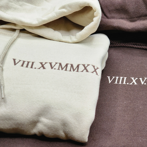 Personalized Unique Bridal Shower Gifts for Honeymoon with Roman Numeral Sweatshirt Embroidered, Initial Heart on Sleeve