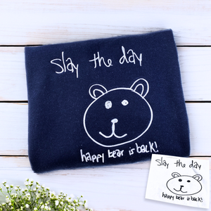 Folded Black Kids Drawing Embroidery Sweatshirt, a unique and cozy gift for mom dad