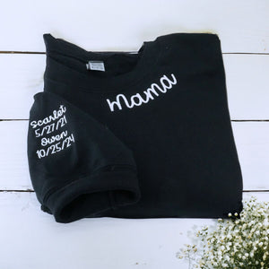 Custom Embroidered Grandma Sweatshirt or Hoodie with GrandKids Names on Sleeve, Personalized Mother's Day Gift