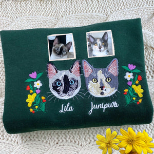 Custom Pet Portrait Embroidered Sweatshirt, Hoodie, Custom Pet Picture - Embroly