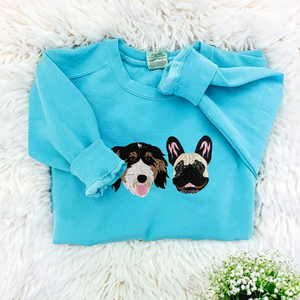 Comfort Color® Custom Embroidered Dog Face Sweatshirt from Your Photo