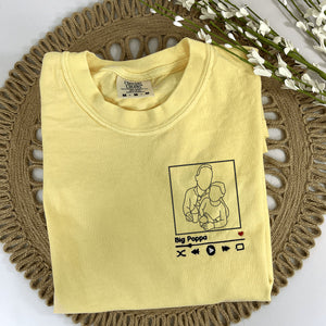 Comfort Color® Custom Embroidered Dad Outline Portrait From Photo Sweatshirt, Customized Playlist Sweatshirt
