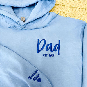 Dad Embroidered Sweatshirt, Daddy Est Hoodie, Custom Dad Sweater with Kid Name Gift For New Dad, Father's Day Gift