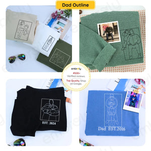 Custom Dad of Two Portrait Shirt or Sweatshirt, Personalized Embroidered Gift for Dad with Two Kids Father's Day