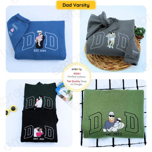 Custom Dad of Two Portrait Shirt or Sweatshirt, Personalized Embroidered Gift for Dad with Two Kids Father's Day