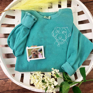 Comfort Color® Custom Embroidered Dog Face Sweatshirt from Your Photo