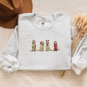 Embroidered Dog Christmas Sweatshirt, Cute Dog Santa Crewneck or Hoodie