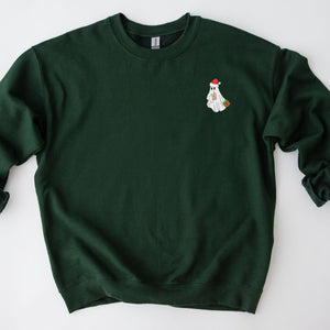 Santa Ghost Christmas Sweatshirt Embroidered Christmas Sweatshirt