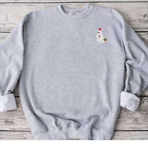 Santa Ghost Christmas Sweatshirt Embroidered Christmas Sweatshirt