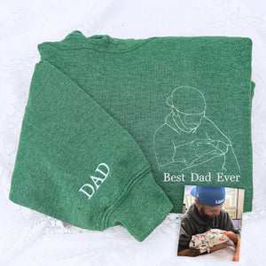 Custom Best Dad Ever Potrait Sweatshirt Or Hoodie, Personalized Embroidered Father's Day Gift for Dad