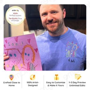 Custom Kids Drawing Sweatshirt or Hoodie, Personalized Embroidered Father's Day Gifts for Dad Grandpa