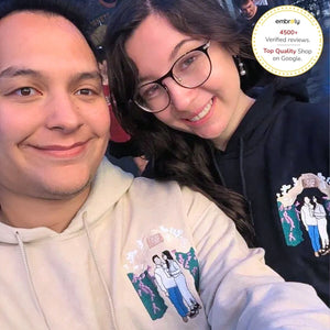 Happy Customer Couple Portrait Sweatshirt Embroidered