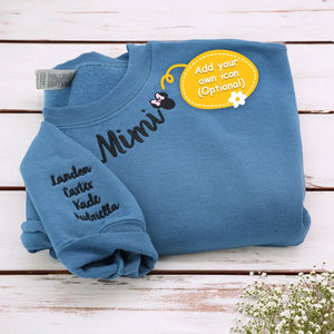 Mimi Indigo Blue Sweatshirt with Grandkids names, a meaningful and cozy for Mimi