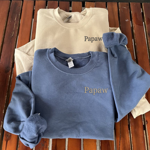 Custom Embroidered Papaw Sweatshirt with GrandKids Names on Sleeve, Personalized Gift for Papaw, New Papaw Father's Day Birthday Gift