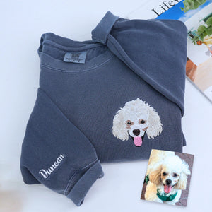 Pepper Dog with name on sleeve Sweatshirt, a meaningful and cozy gift for dog lover dog mom dog dad