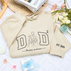 Sand Dad Hoodie of Two kids on chest, a meaningful and cozy gift for dad father's day
