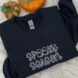 Spooky Season Crewneck Embroidered Halloween Sweatshirt, Hoodie