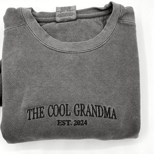 The Cool Dad Sweatshirt, Dad Crewneck Embroidered with Kid Name on Sleeve, Father Day Gift Idea