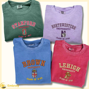 Comfort Color® Custom Embroidered University Sweatshirt, Sorority Gift