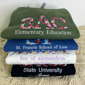 Comfort Color® Custom Embroidered University College Floral Sweatshirt