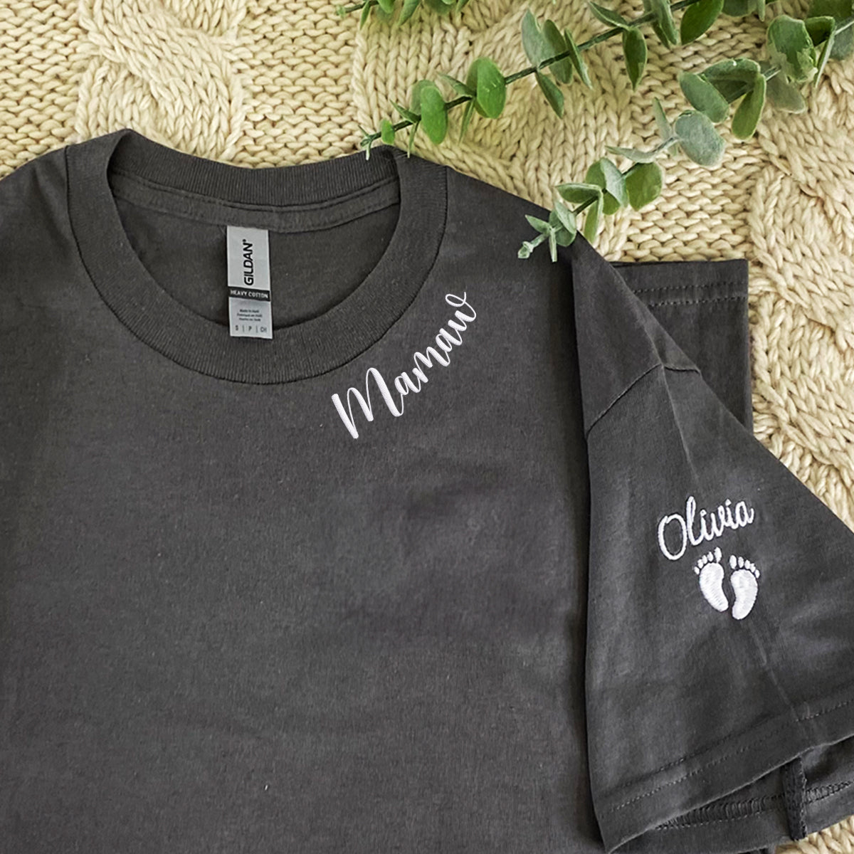 Comfort Color® Embroidered Mamaw Shirt with Grandkids Names