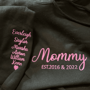 Embroidered Mama Bear Sweatshirt Hoodie with Kids Name
