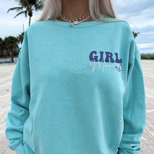 Comfort Color® Embroidered Girl Mom Sweatshirt with Kids Name