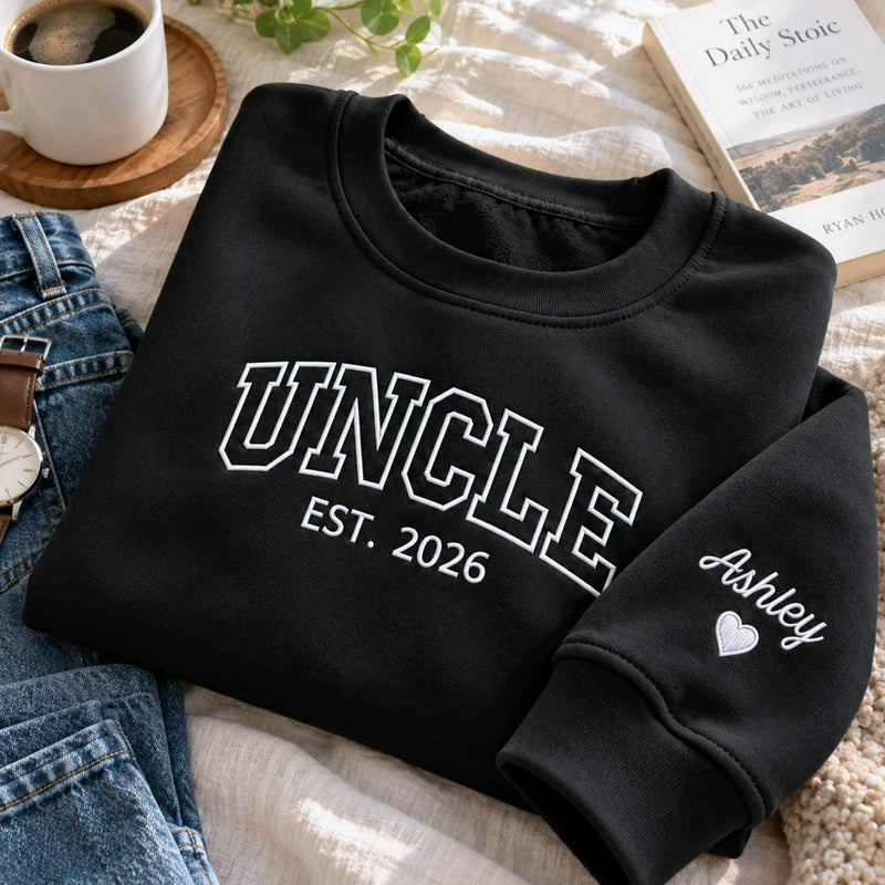 Matching Aunt and Uncle Sweatshirtsm Custom Embroidered Kid Name Crewneck, Gifts For Auntie and Uncle