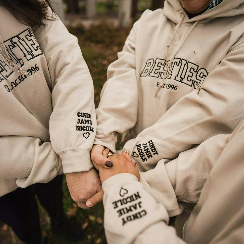Custom Besties Embroidered Sweatshirt or Hoodie, Matching Personalized Gift for Best Friends