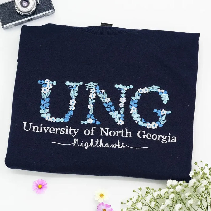 Custom Embroidered Nursing School Floral Letter Sweatshirt, Personalized College Graduation Gift