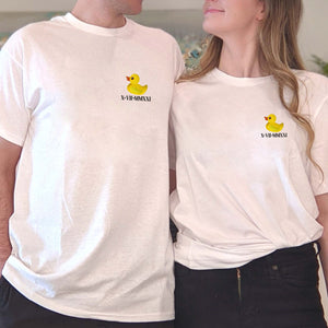 Custom Embroidered Matching Couple Duck Tshirt, Anniversary Gift Ideas For Couples