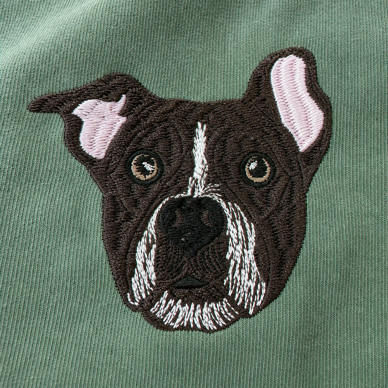 Custom Pitbull Portrait T-shirt for Dog Lover - Embroidered Pet Photo Full Color Pullover & Name - Dog Parent Gift