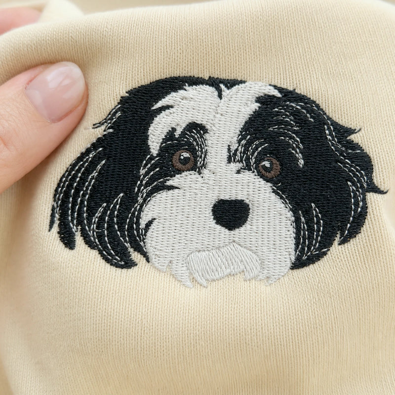 Custom Shih Tzu Portrait T-Shirt for Dog Lover - Embroidered Pet Photo Full Color Pullover & Name - Dog Parent Gift