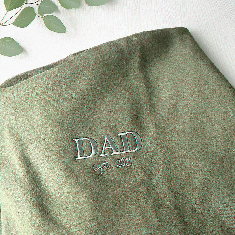Embroidered Dad Est Year Sweatshirt - Personalized Kids Names on Sleeve, Birthday or Christmas Gift for Dad