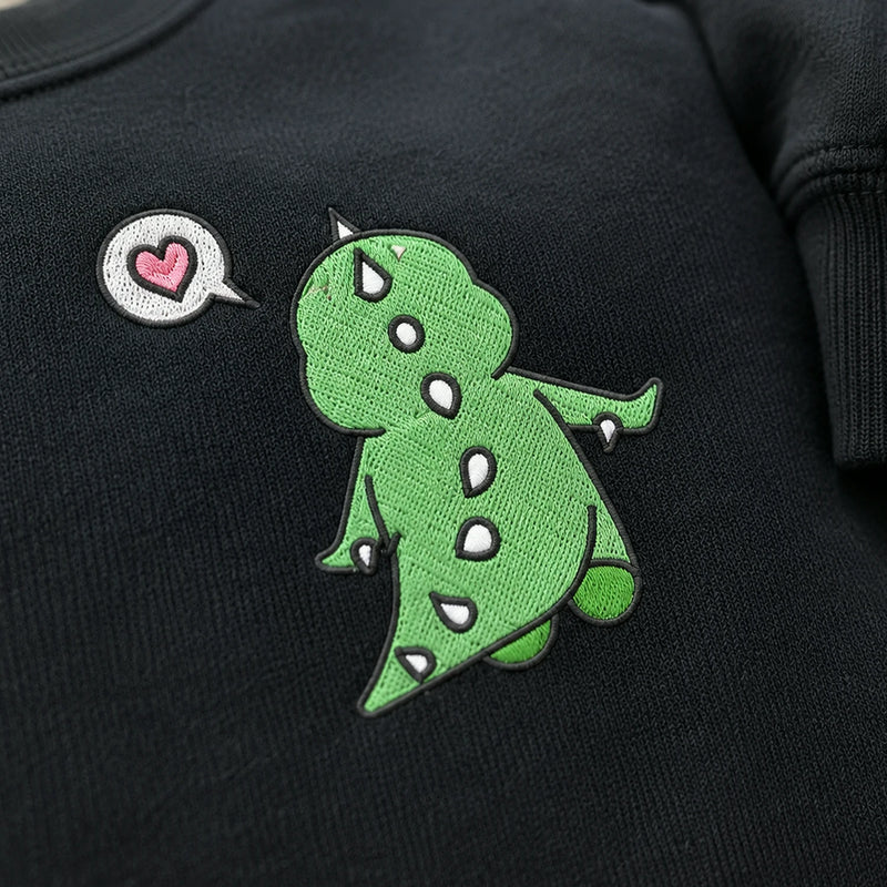 Matching Dinosaur Hoodies for Couples, Custom Name Sleeve Embroidered Gift