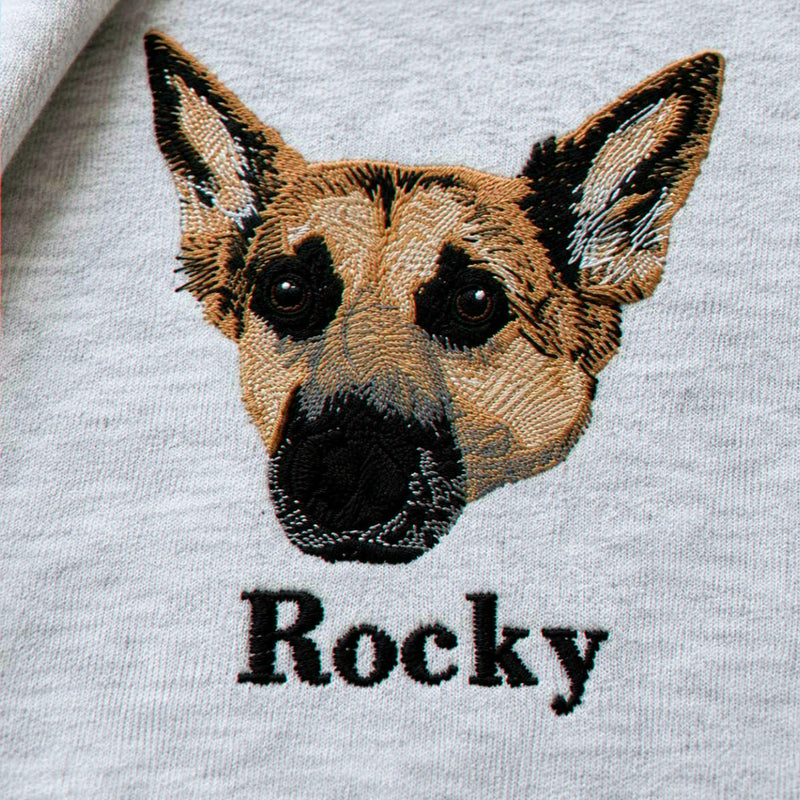 Custom Dog Memorial T-Shirt for Dad - Embroidered Pet Photo Portrait Tee & Name - Dog Loss Sympathy Gift for Him