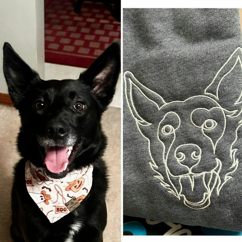 Custom Dog Portrait Embroidered Sweatshirt for Dog Dad, Personalized Pet Memorial Gift For Husband