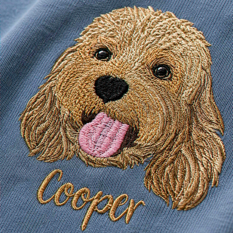 Custom Dog Memorial Sweatshirt for Daughter - Embroidered Pet Photo Portrait Crewneck & Name - Dog Loss Sympathy Gift for Her
