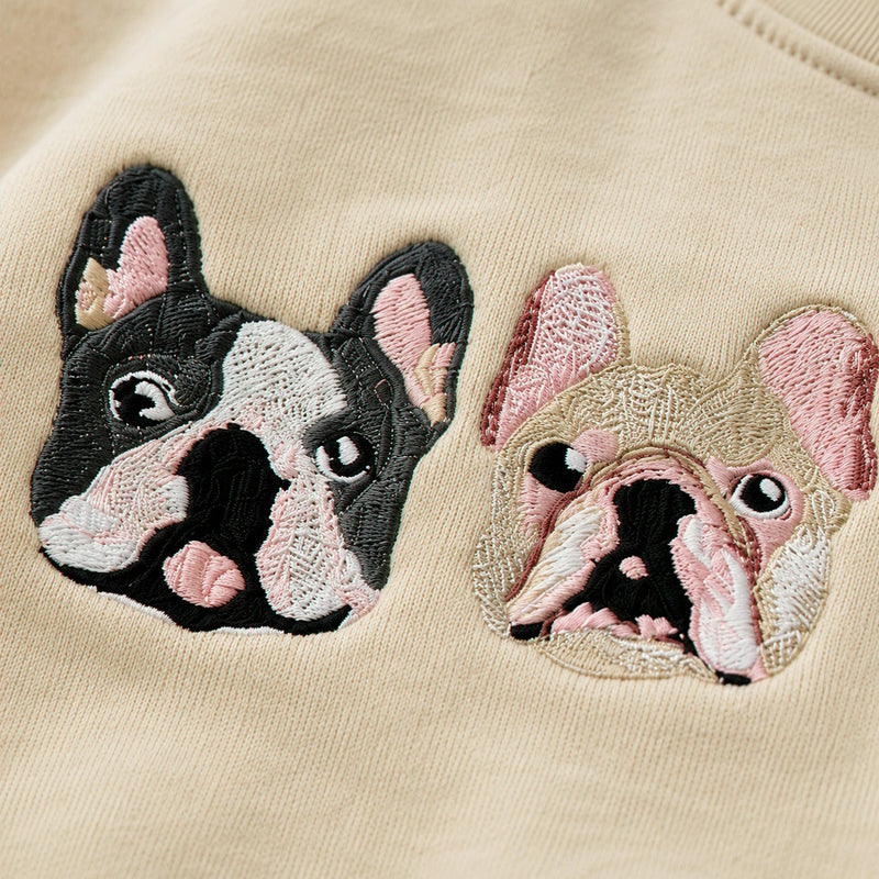 Custom Dog Portrait Sweatshirt for Birthday Daughter - Embroidered Pet Photo Crewneck & Name - Gift for Her