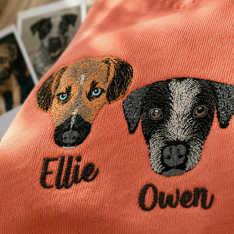 Custom Dog Memorial Sweatshirt for Best Friend - Embroidered Pet Photo Portrait Crewneck & Name - Dog Loss Sympathy Gift for Her
