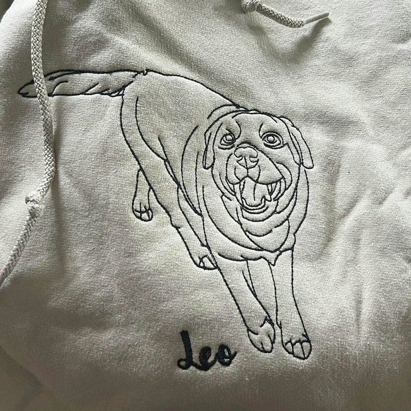 Custom Dog Memorial Sweatshirt for Grandma - Embroidered Pet Photo Outline Crewneck & Name - Dog Loss Sympathy Gift for Her