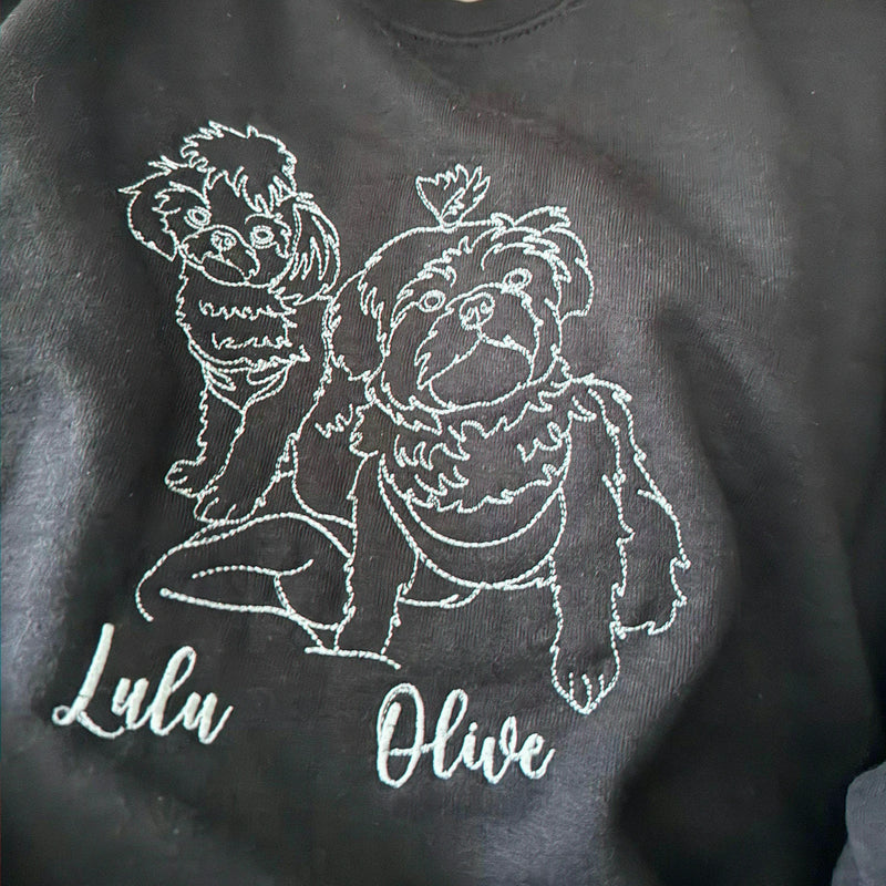 Custom New Dog Outline Sweatshirt for Mom - Embroidered Pet Photo Crewneck & Name - First Time Dog Mom Gift for Her