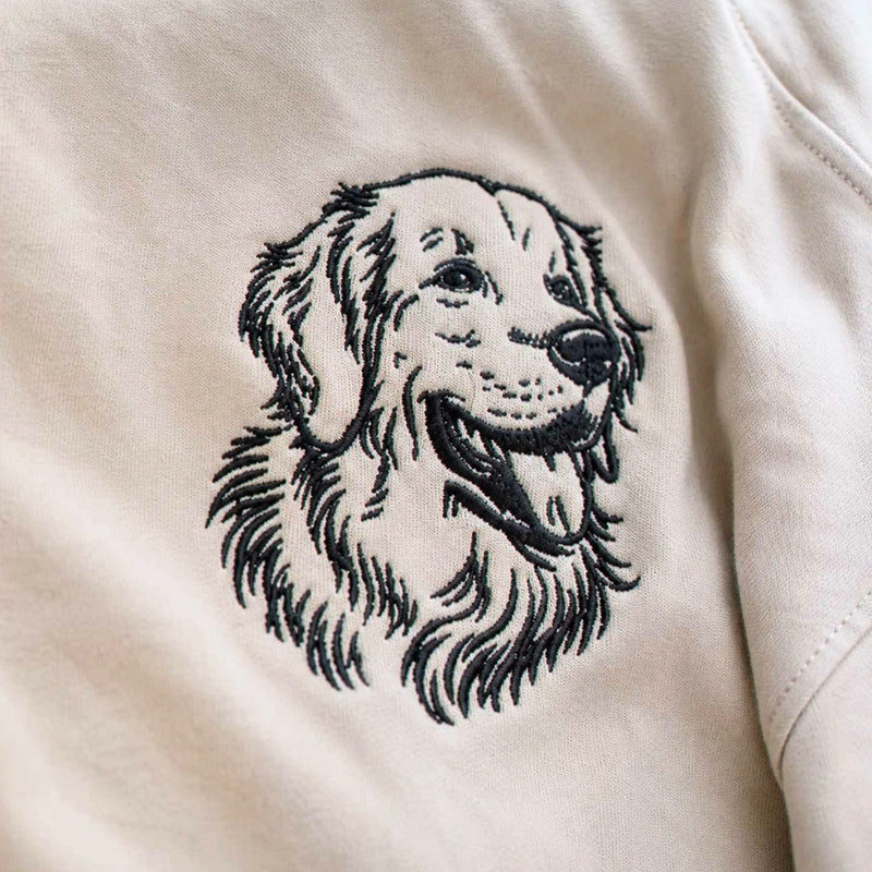 Custom Dog Outline T-shirt for Birthday Mom - Minimalist Embroidered Pet Photo Tee & Name - Gift for Her
