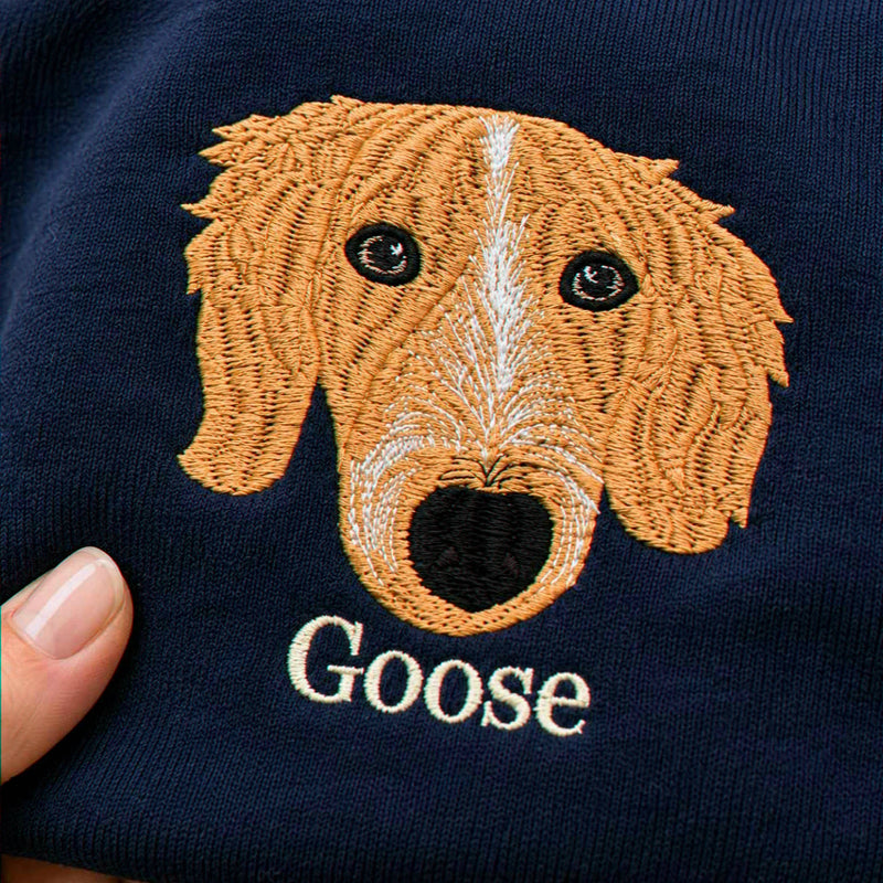 Custom Dog Memorial T-Shirt for Mom - Embroidered Pet Photo Portrait Tee & Name - Dog Loss Sympathy Gift for Her
