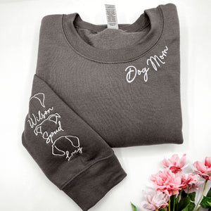 Dog Mom Sweatshirt, Hoodie Embroidered with Dog Ear, Name, Unique Gift for Dog Mom