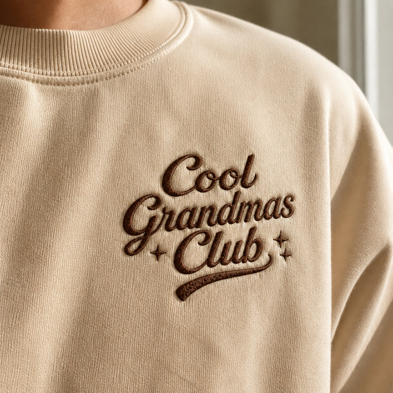 Embroidered Cool Grandmas Grandpas Club Sweatshirt - Grandparents Matching Gift, Custom Kid Names on Sleeve