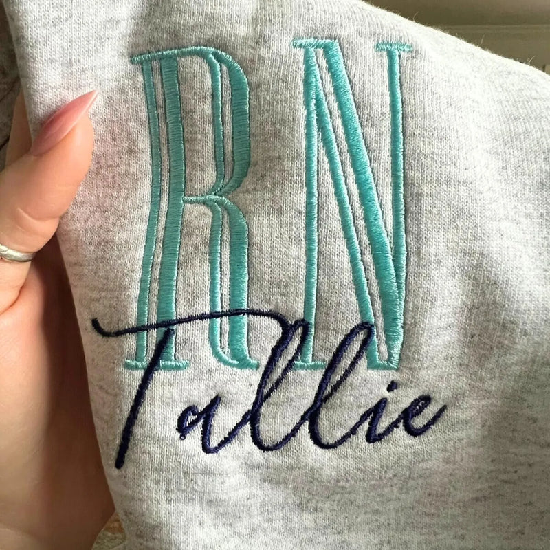 Custom Embroidered Registered Nurse Quarter Zip Sweatshirt, Name or Title Nursing Assistant Gift, Hospital Staff