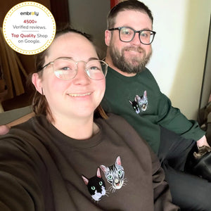 Personalized Father’s Day Gift for Pet Lovers – Custom Embroidered Pet Portrait Photo Sweatshirt or Hoodie