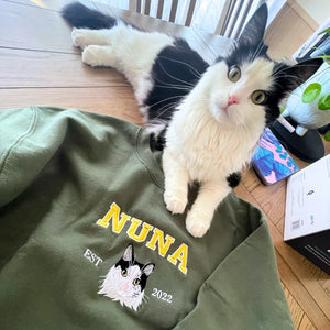 Personalized Father’s Day Gift for Pet Lovers – Custom Embroidered Pet Portrait Photo Sweatshirt or Hoodie